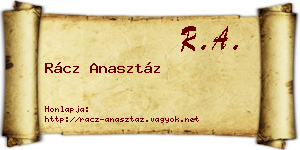 Rácz Anasztáz névjegykártya